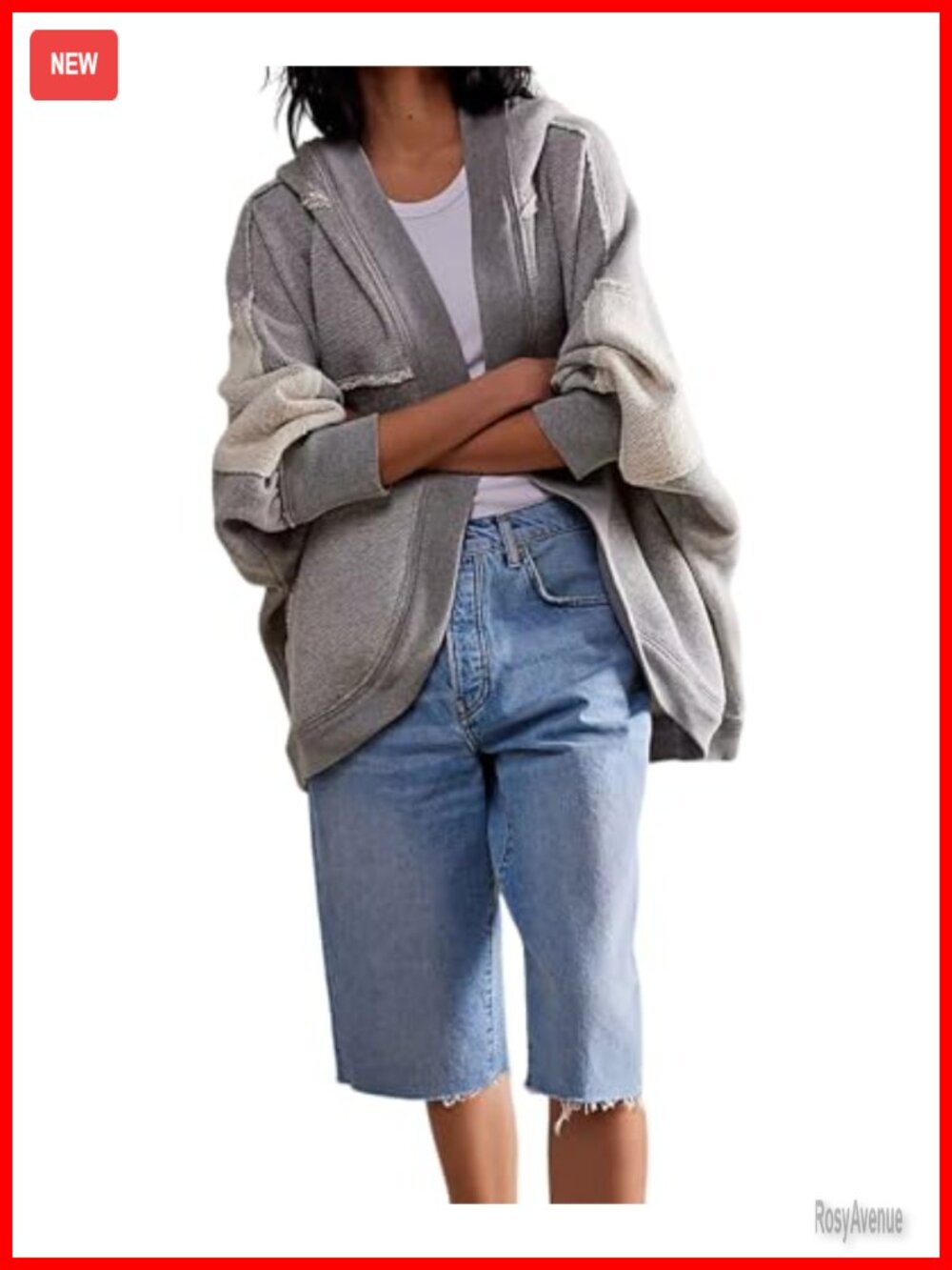 Women's Oversized Open Front Hoodie Cardigan Sweatshirt Long Sleeve